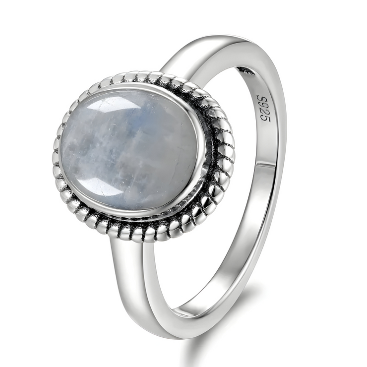 Élégante Bague en Argent avec Pierre de Lune - Voile de Lune | Bijoux Chakra