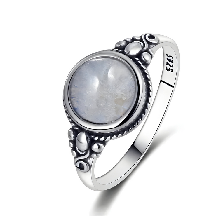 Bague Éblouissante Pierre de Lune en Argent 925 - Éclat de Brume d'Argent | Bijoux Chakra