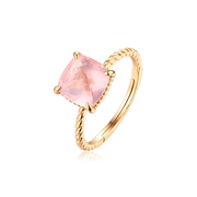 Bague en Or au Quartz Rose – Éclat Envoûtant Iridescent | Bijoux Chakra