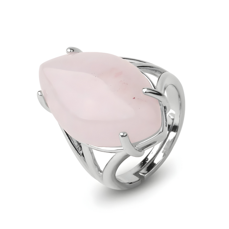 Bague en Quartz Rose avec Pierre - Pureté Éclatante | Bijoux Chakra