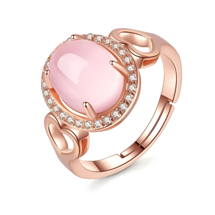 Bague en Or Quartz Rose - Éclat Enchanteur de Rosée | Bijoux Chakra