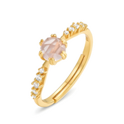 Bague d'Éblouissante Fiançailles en Quartz Rose - Harmonie Stellaire | Bijoux Chakra