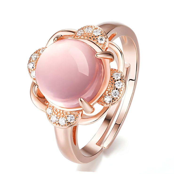 Bague Mystique en Quartz Rose et Diamant Cristallin | Bijoux Chakra