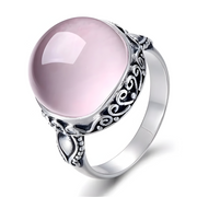 Bague Quartz Rose Cabochon - Sublime Éclat Cristallin | Bijoux Chakra