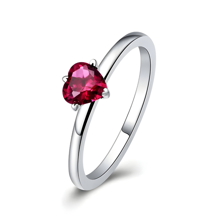 Bague Élégante en Tourmaline Rouge - Cœur de Tourmaline | Bijoux Chakra