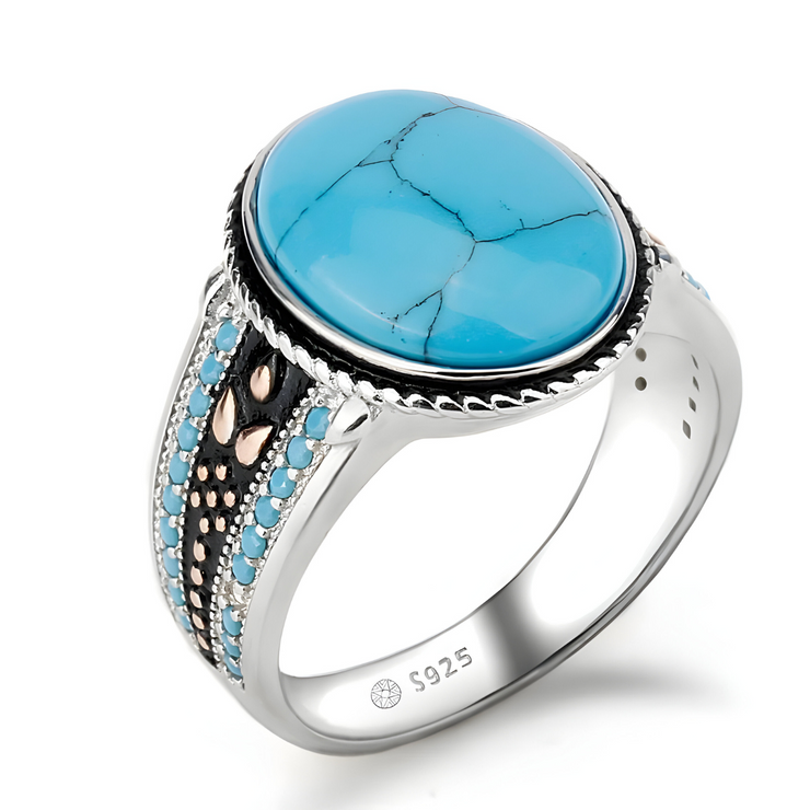 Bague Cabochon Turquoise Éclatante - Gemme des Cieux | Bijoux Chakra