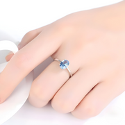 Solitaire Éclatant en Aigue Marine - Lueur Envoûtante de l'Aurore | Bijoux Chakra