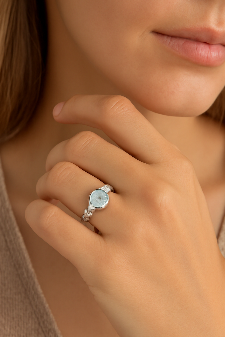 Bague Vintage en Aigue-Marine - Éclat Océanique | Bijoux Chakra