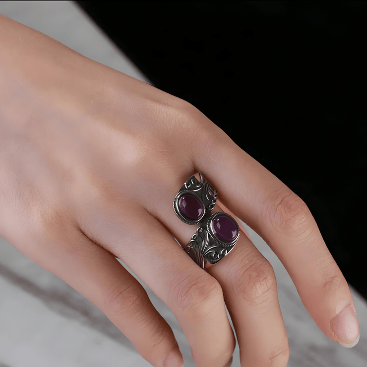 Bague Ancienne en Améthyste - L'Éclat de la Rose de Minuit | Bijoux Chakra