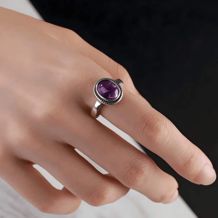 Splendide Bague en Améthyste Rectangulaire - Éclat de Mauve | Bijoux Chakra