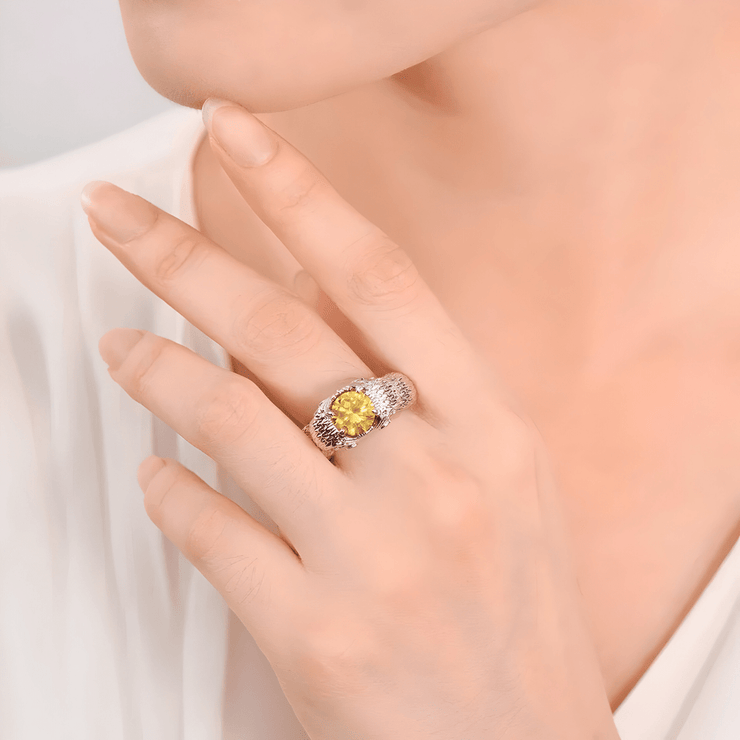 Bague Citrine Contemporaine - Hibou Nocturne | Bijoux Chakra