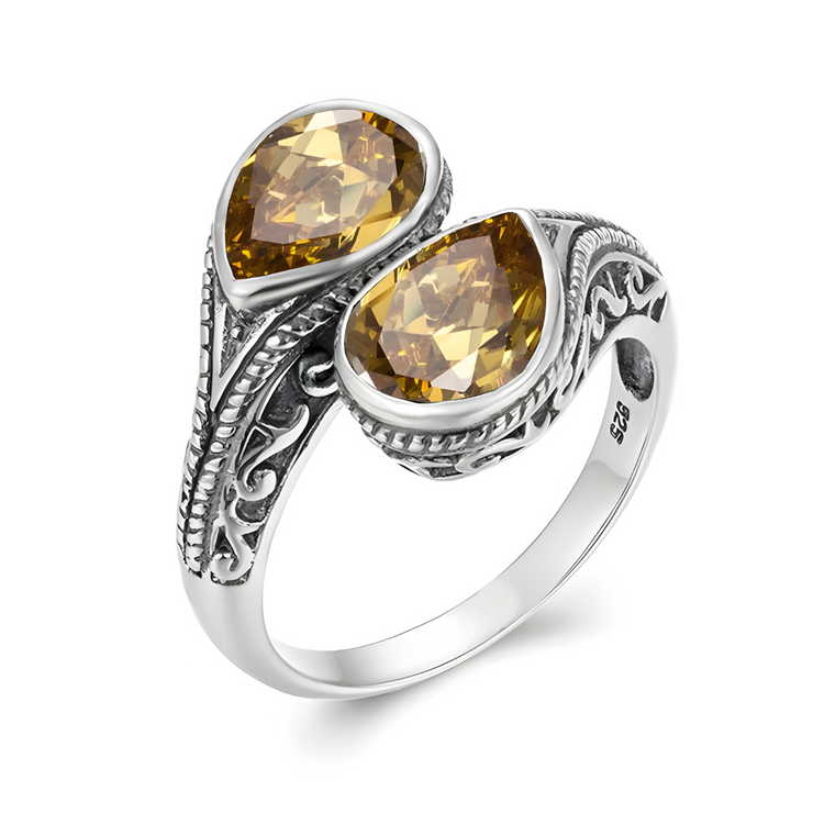 Bague Éblouissante en Citrine Naturelle - Lumière du Solstice | Bijoux Chakra