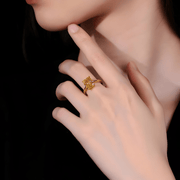 Bague Citrine Rectangulaire Éclatante - Rayons du Midi | Bijoux Chakra