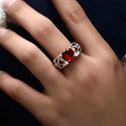 Élégante Bague en Argent avec Grenat Rouge | Bijoux Chakra