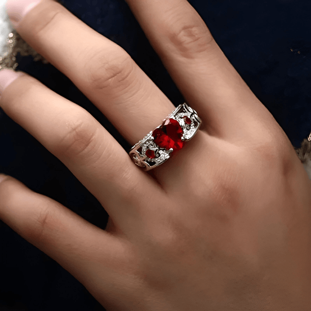 Élégante Bague en Argent avec Grenat Rouge | Bijoux Chakra