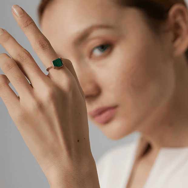 Bague Éblouissante en Argent avec Malachite - Vert d'Antan | Bijoux Chakra