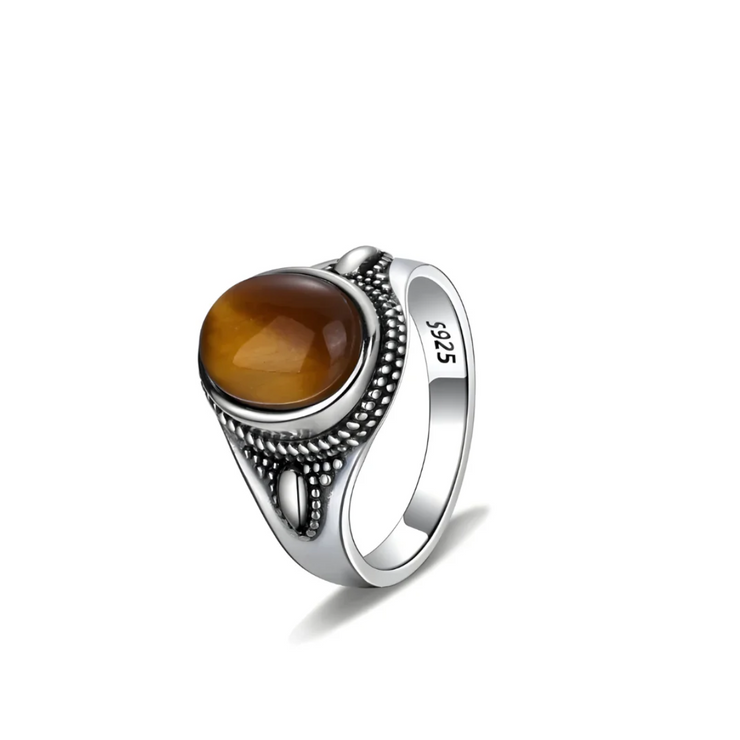 Bague Éclatante en Oeil de Tigre - Lumière Fauve | Bijoux Chakra