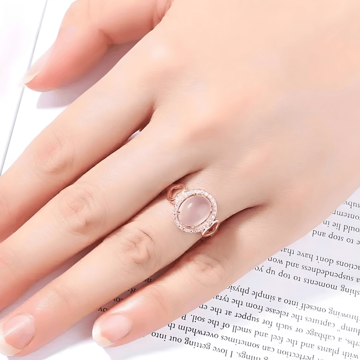 Bague en Or Quartz Rose - Éclat Enchanteur de Rosée | Bijoux Chakra
