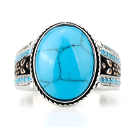 Bague Cabochon Turquoise Éclatante - Gemme des Cieux | Bijoux Chakra