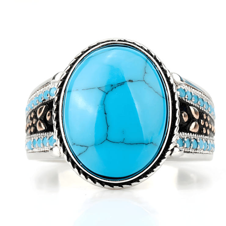 Bague Cabochon Turquoise Éclatante - Gemme des Cieux | Bijoux Chakra