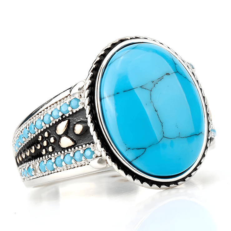 Bague Cabochon Turquoise Éclatante - Gemme des Cieux | Bijoux Chakra