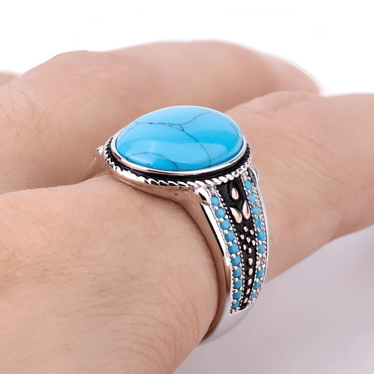 Bague Cabochon Turquoise Éclatante - Gemme des Cieux | Bijoux Chakra