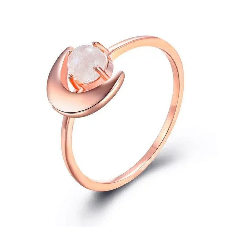 Bague Or Rose avec Pierre de Lune "Douceur Lunaire" | Bijoux Chakra