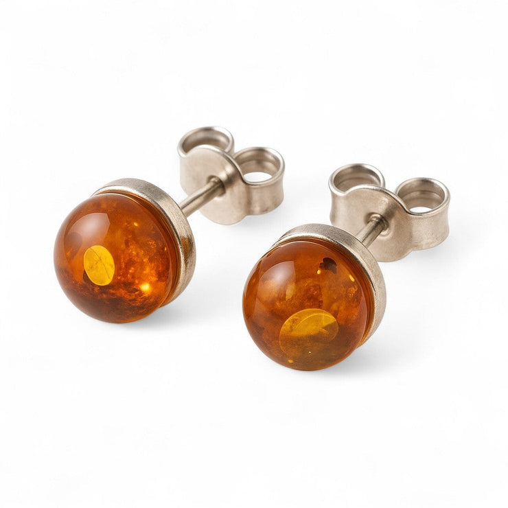 Boucles d'oreilles en ambre cognac lituanien AA montées sur argent 925 de qualité | Bijoux Chakra