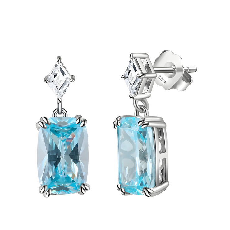Boucles d’Oreilles Éclatantes en Aigue-Marine - Bleu Azur Marin | Bijoux Chakra
