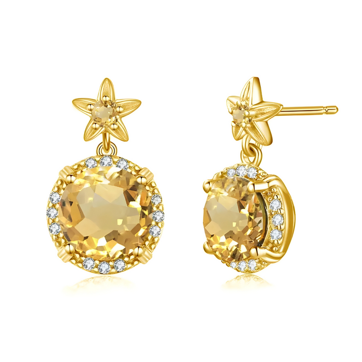 Boucles d'Oreilles Éclatantes - Flamme de Citrine | Bijoux Chakra
