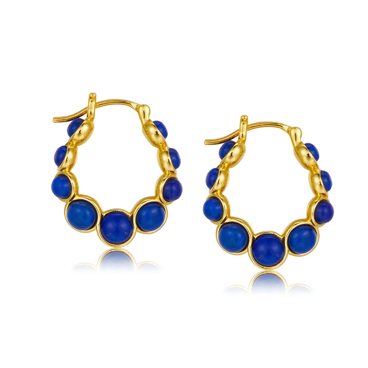 Éblouissantes Boucles d'oreilles Lapis Lazuli - Minuit Doré | Bijoux Chakra
