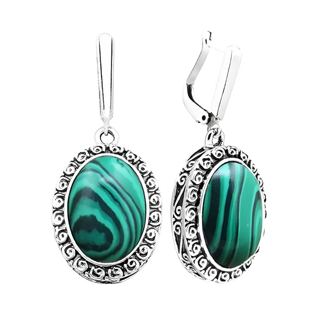 Éblouissantes Boucles d'oreilles en Malachite - Vert Envoûtant | Bijoux Chakra