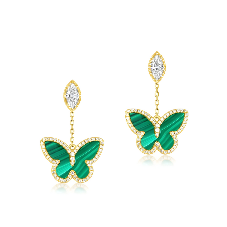 Boucles d'Oreilles Éclatantes en Malachite - Harmonie de Vert | Bijoux Chakra