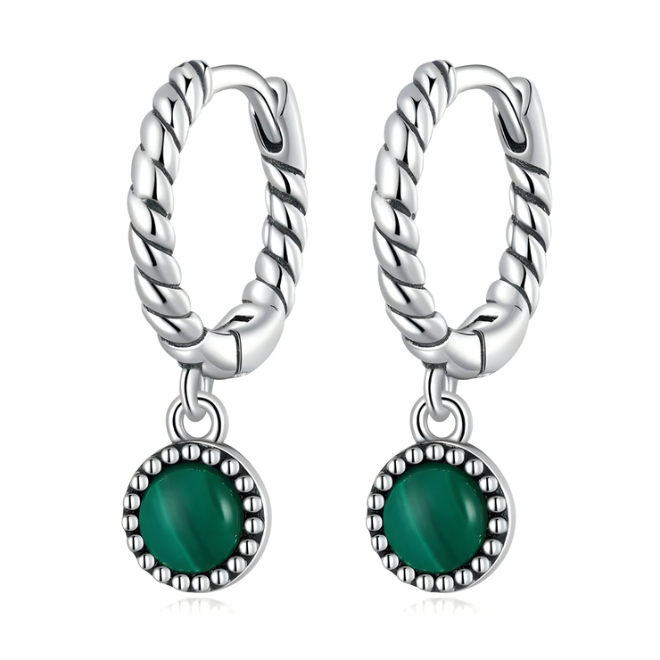 Boucles d'oreilles Malachite - Éclat de Vie | Bijoux Chakra