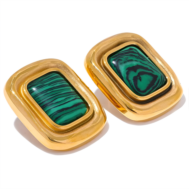 Boucles d'oreilles Malachite - Éclat d'Émeraude Ondoyante | Bijoux Chakra