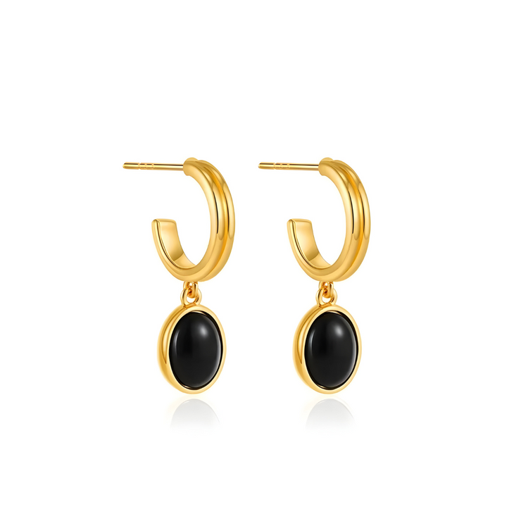 Boucles d'Oreilles en Obsidienne - Éclat Noir Intense | Bijoux Chakra