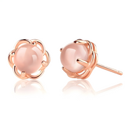 Boucles d'Oreilles Éclatantes en Quartz Rose Boréal | Bijoux Chakra