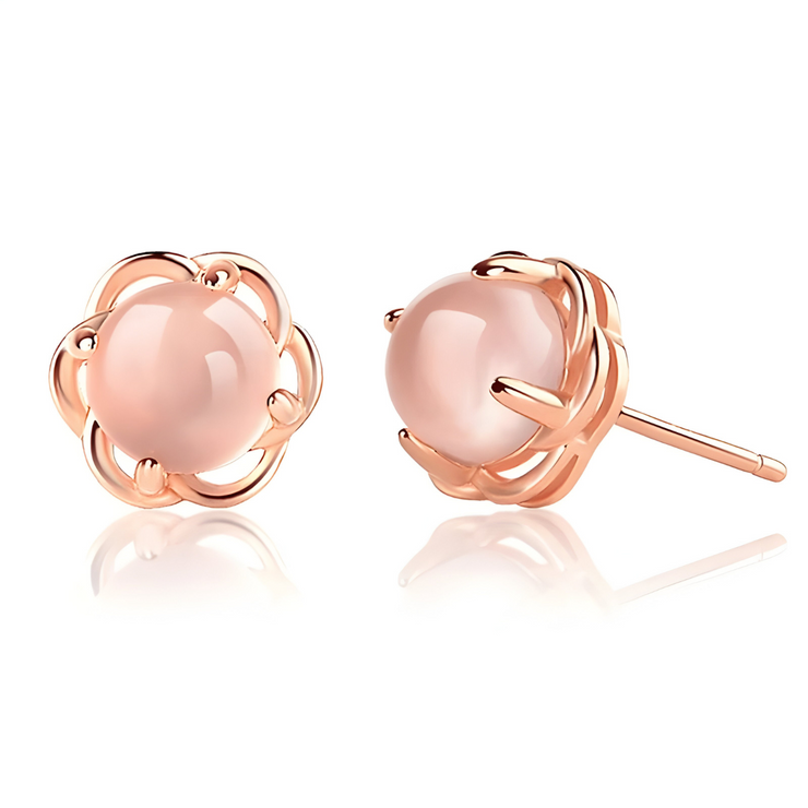 Boucles d'Oreilles Éclatantes en Quartz Rose Boréal | Bijoux Chakra