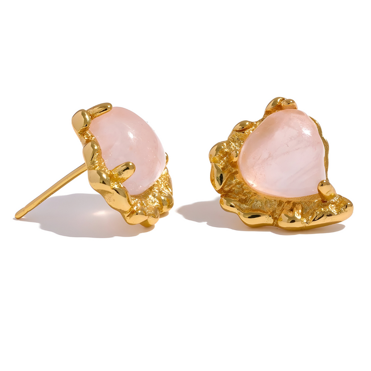 Boucles d'Oreilles Éclatantes en Quartz Rose - Lumière Minérale | Bijoux Chakra