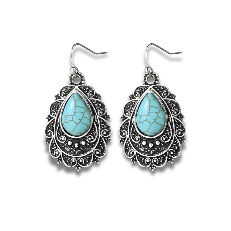 Boucles d'Oreilles Turquoise - Éclatantes Ondes Bleues | Bijoux Chakra