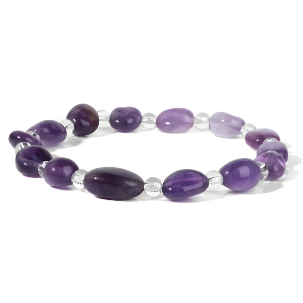 Élégant Bracelet en Améthyste et Cristal de Roche - Voile de Lavande | Bijoux Chakra