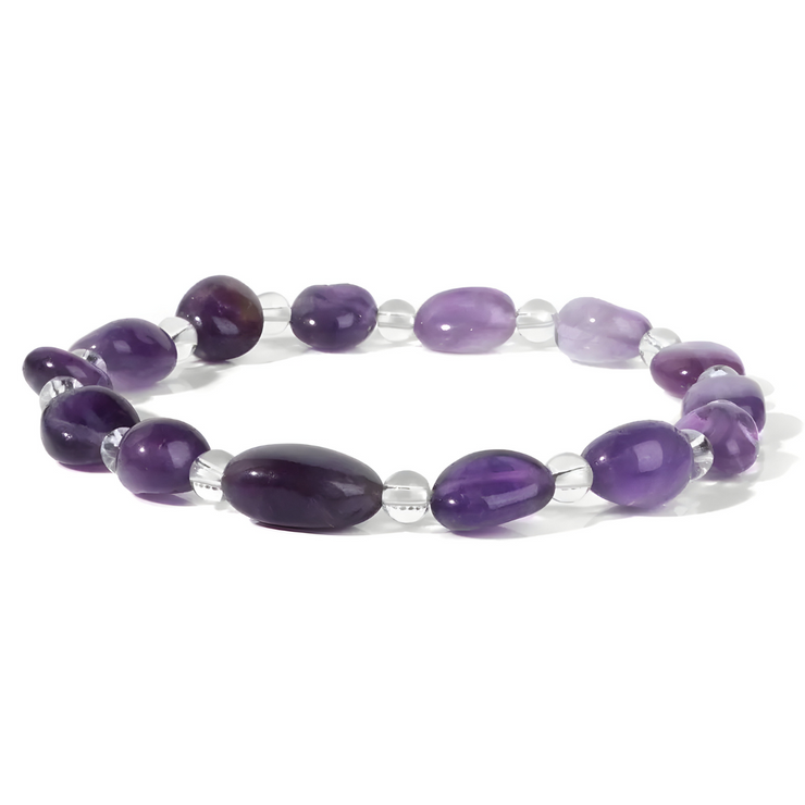Élégant Bracelet en Améthyste et Cristal de Roche - Voile de Lavande | Bijoux Chakra
