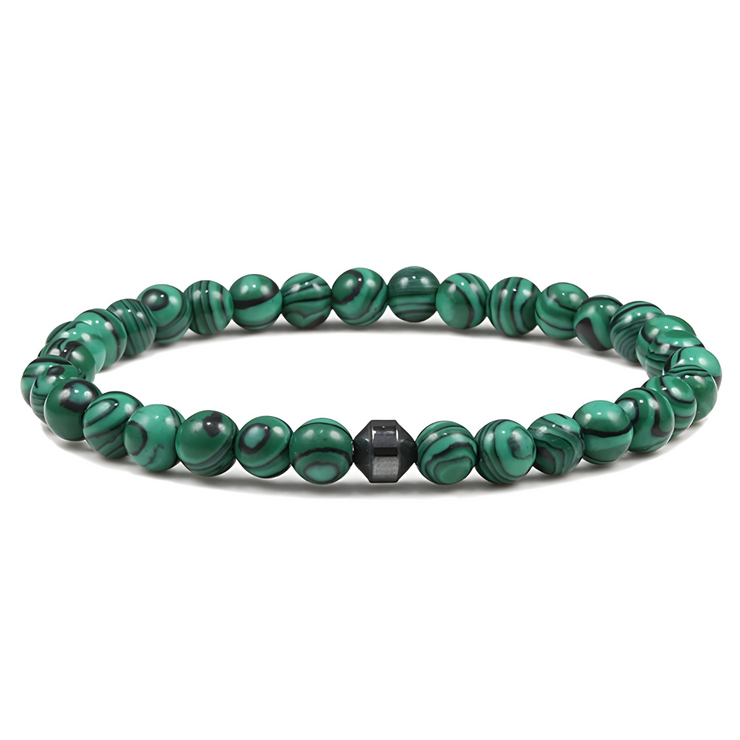Argenté Éclat : Bracelet en Malachite - Ombre des Bois. | Bijoux Chakra