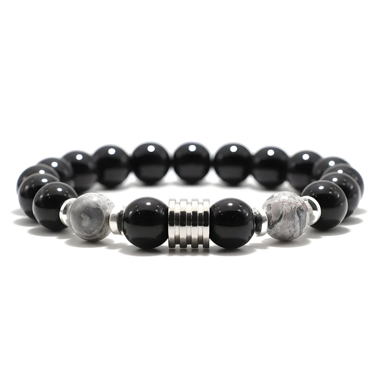 Bracelet Élégant en Obsidienne - Globe Noir | Bijoux Chakra