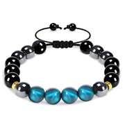 Bracelet Obsidienne et Œil de Tigre - Éclat Cristallin de Nuit | Bijoux Chakra