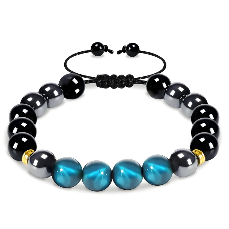 Bracelet Obsidienne et Œil de Tigre - Éclat Cristallin de Nuit | Bijoux Chakra