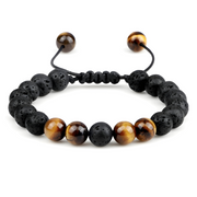 Bracelet Éclatant en Œil de Tigre et Pierre de Lave - Sérénité Féline | Bijoux Chakra
