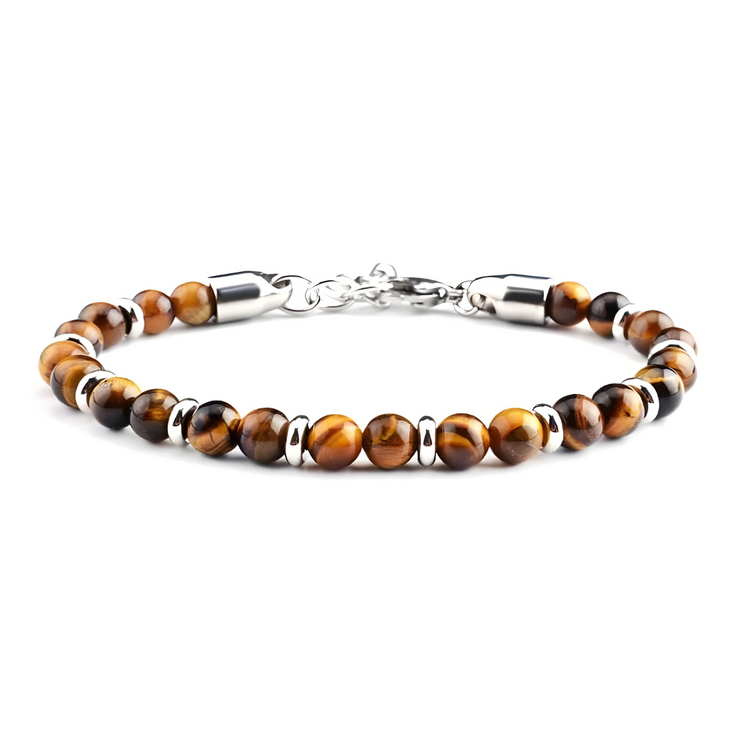 Bracelet Éclatant en Œil de Tigre et Onyx - Féroce Élégance | Bijoux Chakra