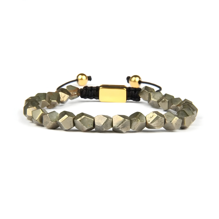Bracelet Étincelant en Pierre de Pyrite - Joyau Doré | Bijoux Chakra