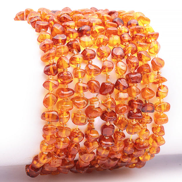 Bracelet authentique en ambre de Lituanie couleur cognac (forme naturelle 5-6mm) | Bijoux Chakra